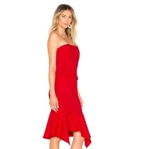 REVOLVE Red Strapless Midi Dress